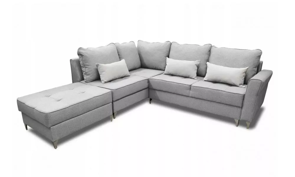 Dīvāns Broadway Standard ar pufu · Gaiši pelēks · 171 × 259 × 95 cm