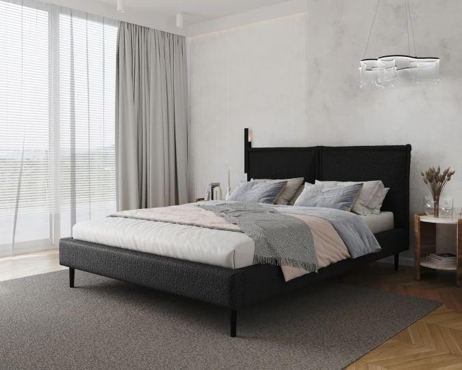 Gulta Avena Standard ar stelāžu Guļamvietas platums: 120 cm, Guļamvietas garums: 200 cm, · Melns · 135 × 214 × 105 cm
