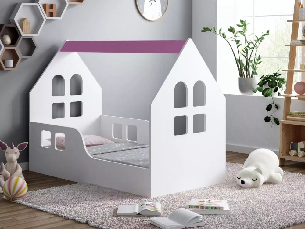 Bērnu gulta House 6 ar stelāžu Guļamvietas platums: 80 cm, Guļamvietas garums: 160 cm, · 80 × 164 × 106 cm