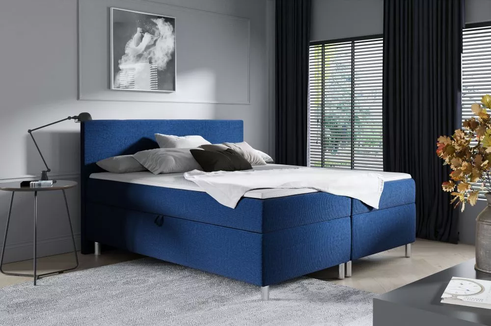 Gulta Colmar Boxspring Standard Guļamvietas platums: 180 cm, Guļamvietas garums: 200 cm, · Zils · 181 × 215 × 110 cm