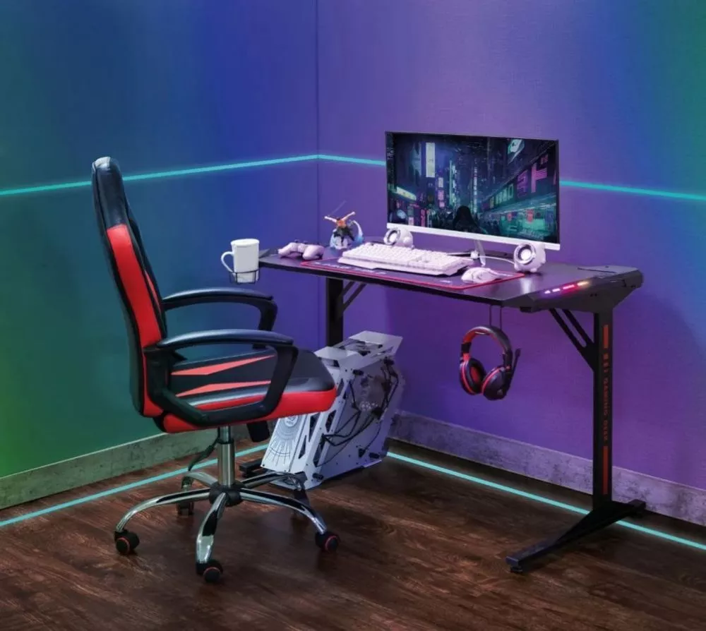 Galds B - 216 ar LED · Melns · 120 × 76 × 60 cm