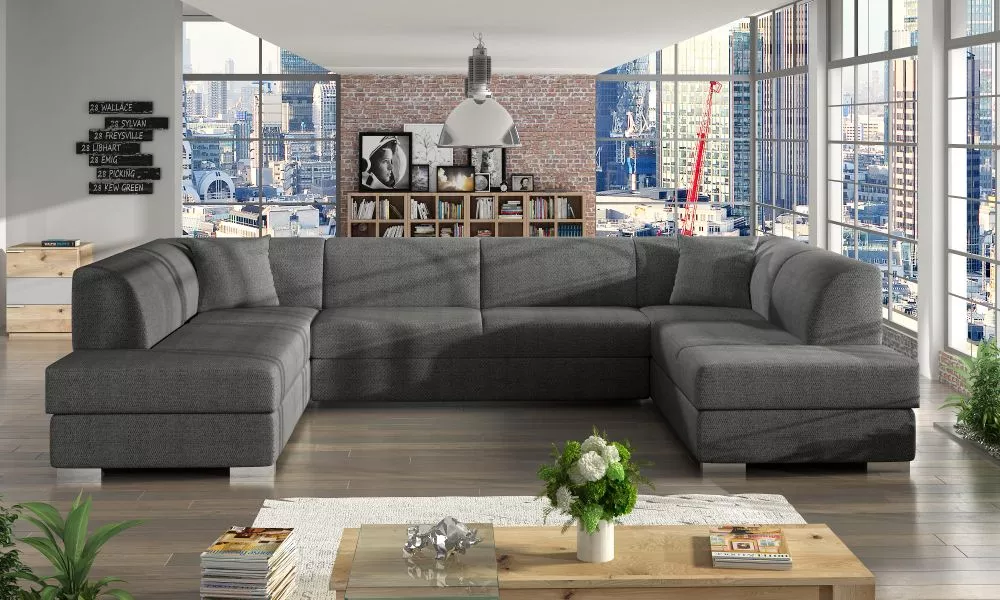 Dīvāns Darco U Standard · Tumši pelēks · 220 × 340 × 80 cm
