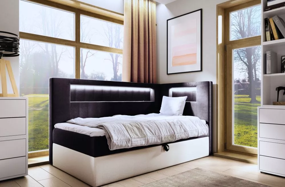 Gulta Gold 3 R Boxspring Standard ar LED Guļamvietas platums: 80 cm, Korpusa krāsa: balts, Guļamvietas garums: 200 cm, ·