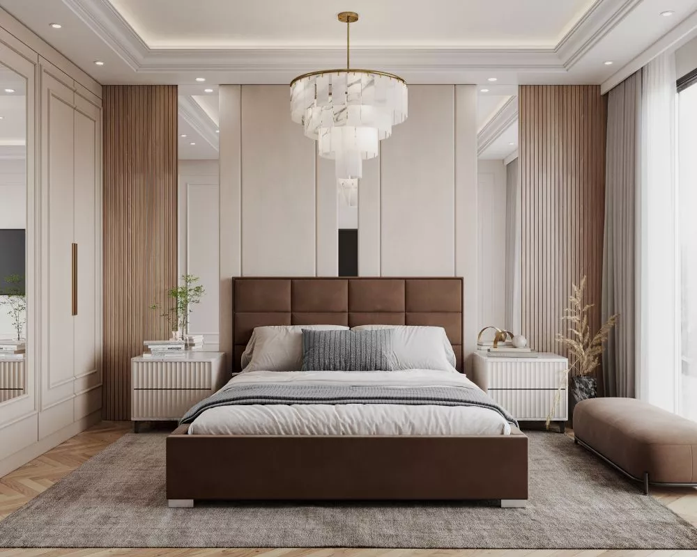 Gulta Apollo velure Premium Standard ar stelāžu Guļamvietas platums: 140 cm, Guļamvietas garums: 200 cm, stelāžas tips: 