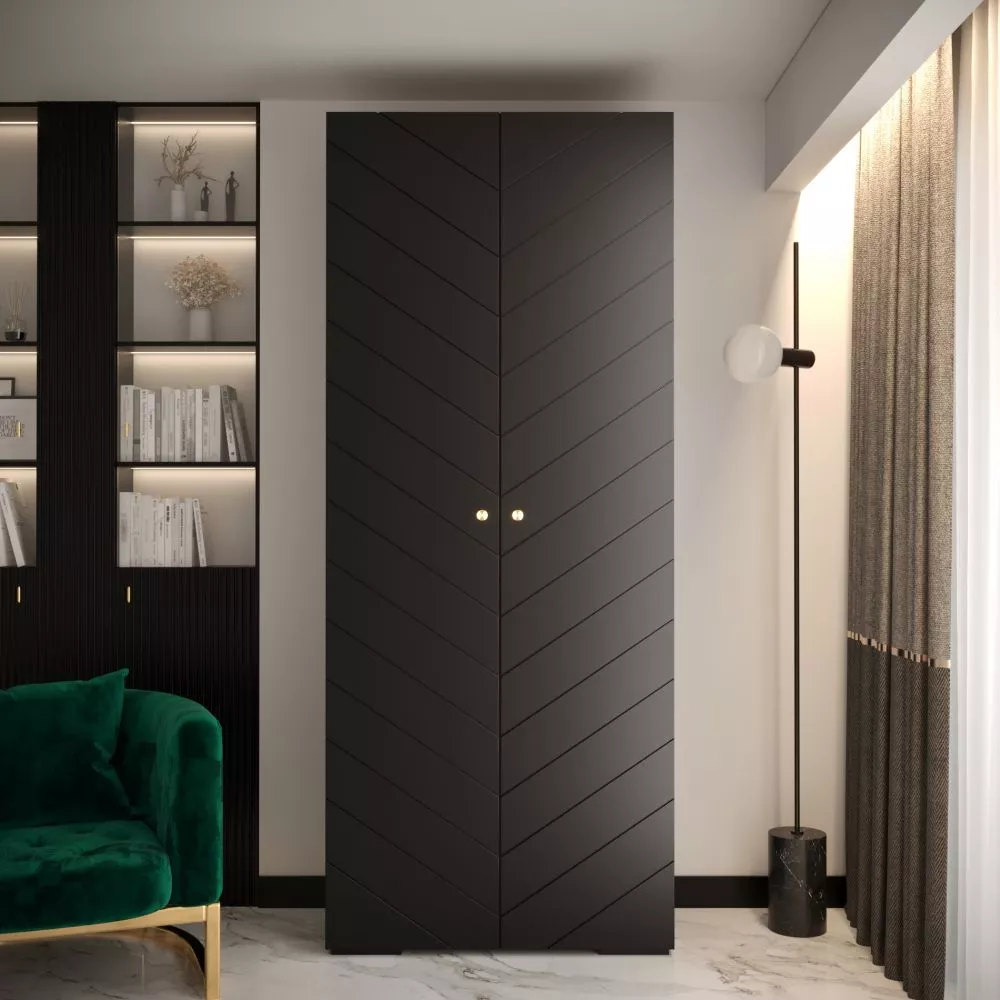 Skapis Manhattan Ryfel 4 · Melna · 100 × 47 × 236.7 cm