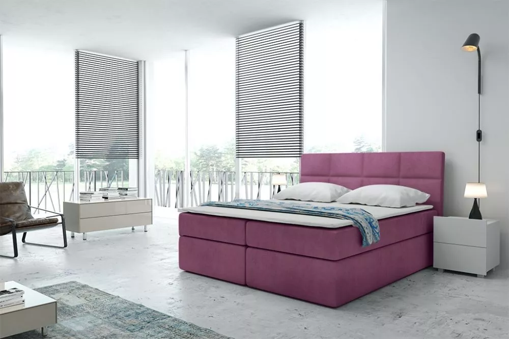 Gulta Boxspring 57 standard Guļamvietas platums: 200 cm, Guļamvietas garums: 200 cm, · Violets · 201 × 210 × 122 cm