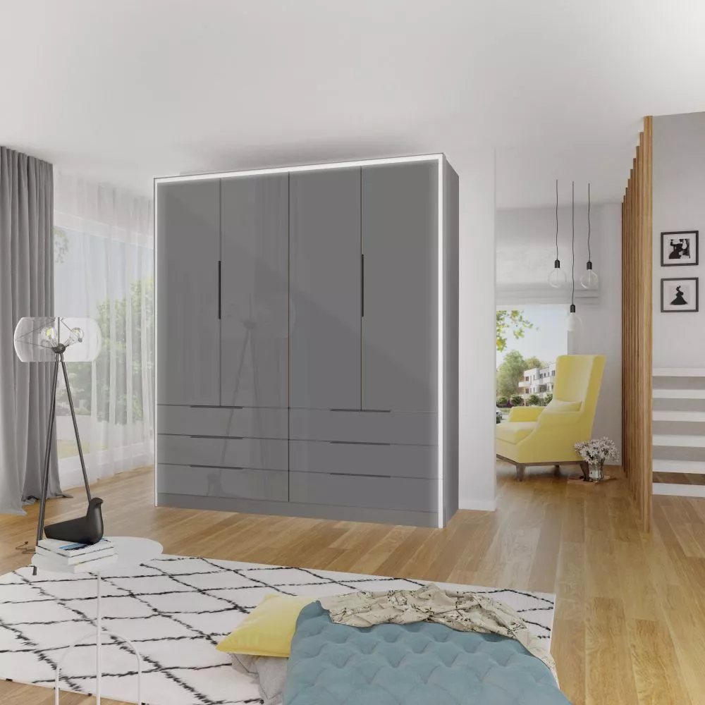 Skapis Rize ar LED · Pelēks · 207 × 62 × 234 cm
