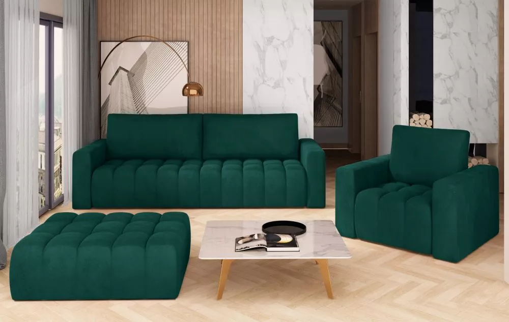 Komplekts Lazaro 3S+1S+P Premium standard · Zaļš · 97 × 245 × 86 cm