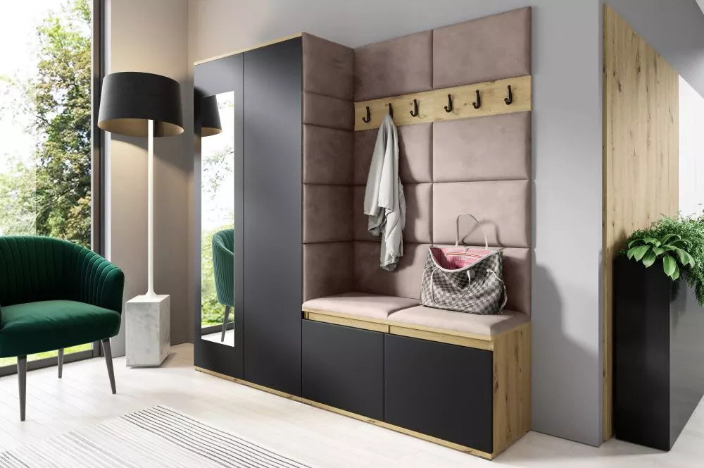 Apavu plaukts Emi 8 Trinity Korpusa krāsa: ozols artisan + melns, · 190 × 185 × 40 cm