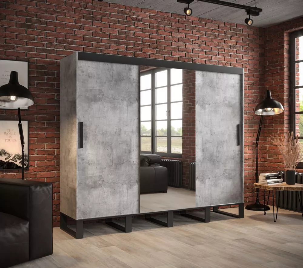 Skapis Loft T1 · Betons · 250 × 62 × 212 cm
