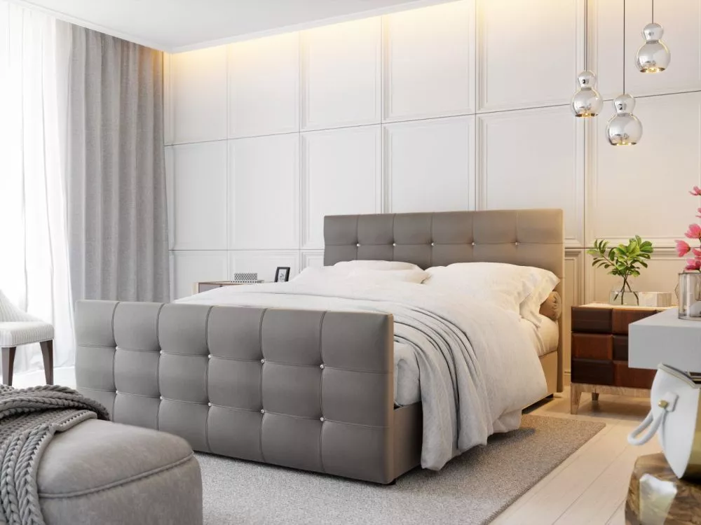 Gulta Kleo Eco Boxspring standard Guļamvietas platums: 160 cm, Guļamvietas garums: 200 cm, · Pelēks · 165 × 216 × 106 cm