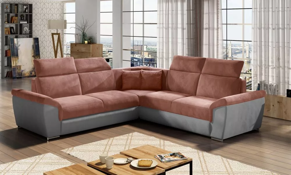 Dīvāns Federico Premium standard · Rozā + pelēks · 268 × 268 × 102 cm