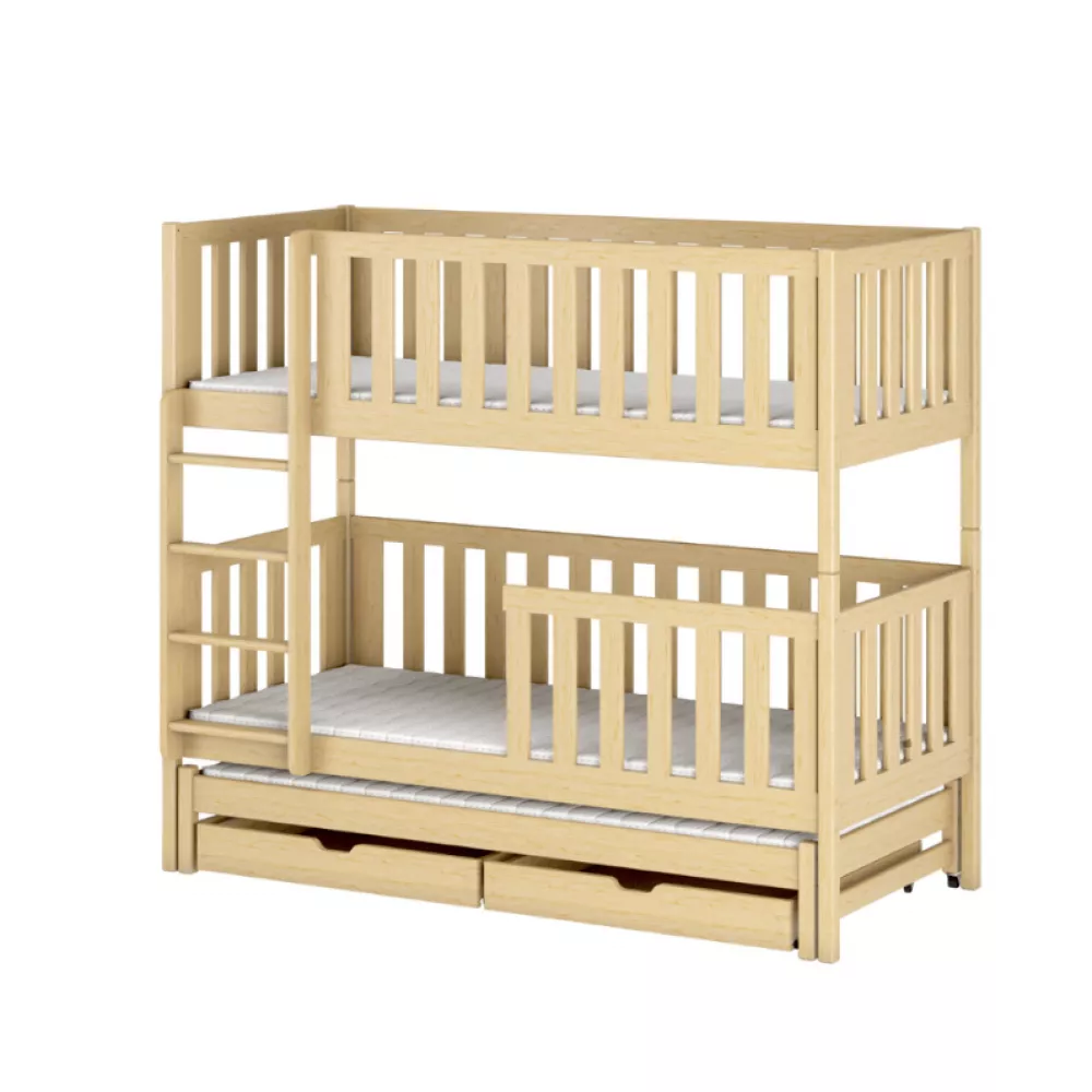 Bērnu gulta Lea ar stelāžam Guļamvietas platums: 80 cm, Guļamvietas garums: 160 cm, · Priede · 87 × 168 × 164 cm