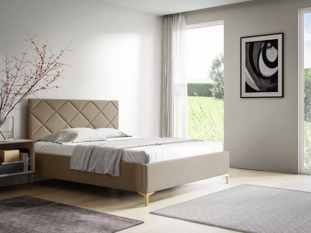 Gulta PK33 ar stelāžu Guļamvietas platums: 140 cm, Guļamvietas garums: 200 cm, stelāžas tips: metāla, · Kapučino · 148 ×