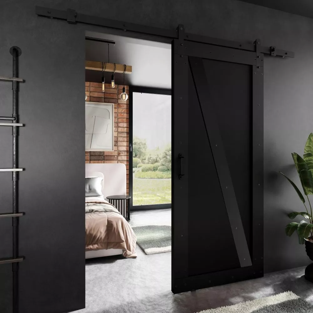 Bīdāmās durvis Adio Loft-4 · Melna · 96 × 205 cm