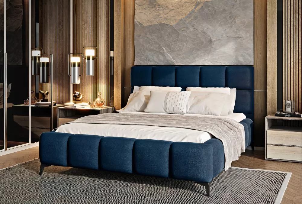 Gulta Mist Standard ar stelāžu Guļamvietas platums: 140 cm, Guļamvietas garums: 200 cm, · Zils · 160 × 223 × 113.5 cm