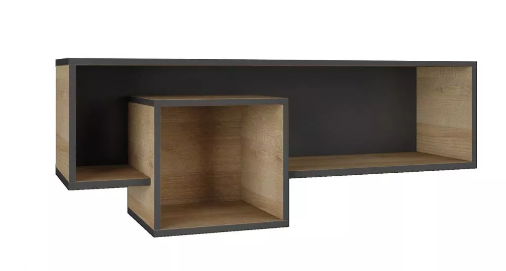 Plaukts Nano 12 · Grafīts + ozols riviera · 110 × 40 × 28.5 cm
