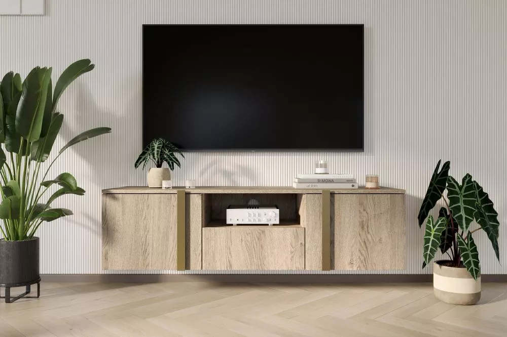 TV tumba Verica RTV 150 2D1SZ Gold W · Ozols · 150 × 45 × 40 cm
