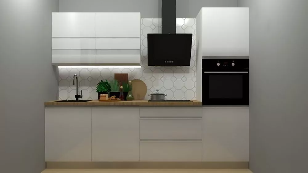 Virtuves komplekts Sole 260 Gloss Materiāls : MDF + LKSP plātne, · Balts