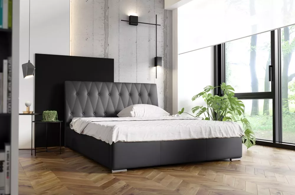 Gulta Nicea standard ar stelāžu Guļamvietas platums: 160 cm, Guļamvietas garums: 200 cm, stelāžas tips: metāla, · Melns 