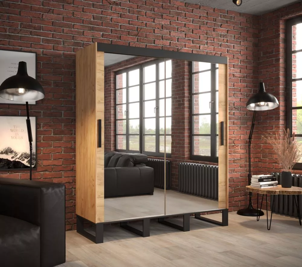 Skapis Loft T3 · Ozols craft zelts · 180 × 62 × 212 cm