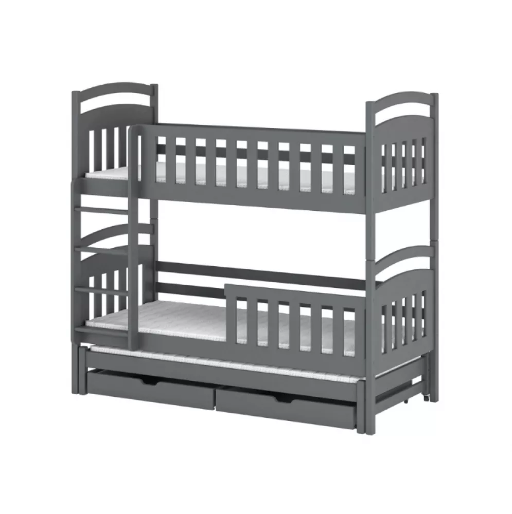 Bērnu gulta Viki ar stelāžām Guļamvietas platums: 80 cm, Guļamvietas garums: 160 cm, · Grafīts · 87 × 168 × 171 cm