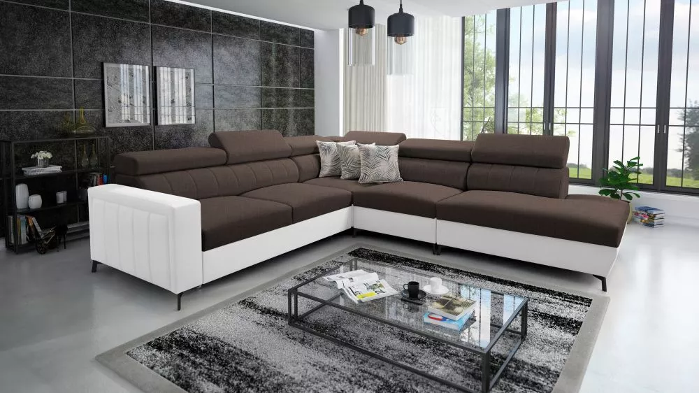 Dīvāns Baltico 8 Standard · Tumši brūns + balts · 275 × 302 × 83 cm