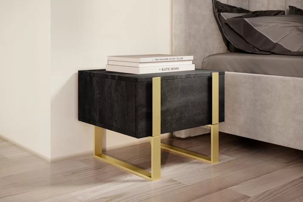 Naktsgaldiņš Verica SN50 1SZ Gold Set · Melns · 50 × 45 × 40 cm