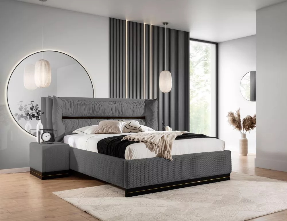 Gulta Tuluza Standard ar stelāžu Guļamvietas platums: 160 cm, Guļamvietas garums: 200 cm, stelāžas tips: metāla, · Tumši