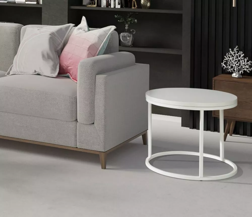 Žurnālgalds Okragly White 60 · Balts · 49 cm