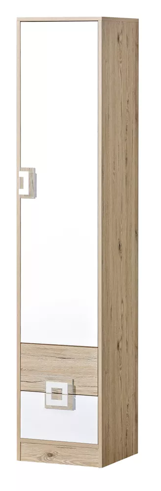 Grāmatu skapis Nico 05 Korpusa krāsa: ozols + balts, Elementu krāsa: ozols, · 40 × 40 × 190 cm
