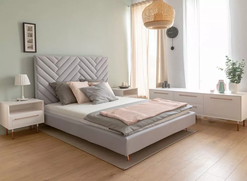 Gulta Rosa Bianca ar stelāžu Guļamvietas platums: 160 cm, Guļamvietas garums: 200 cm, · Pelēks · 176 × 218 × 132 cm
