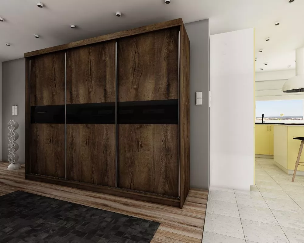 Skapis Top 4 ar LED · Tumšais osis · 250 × 62 × 200 cm