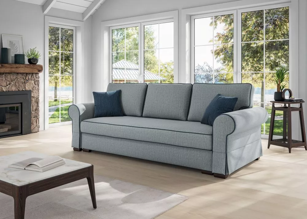 Dīvāns Julietta Standard · Gaiši zils + zils · 100 × 233 × 91 cm