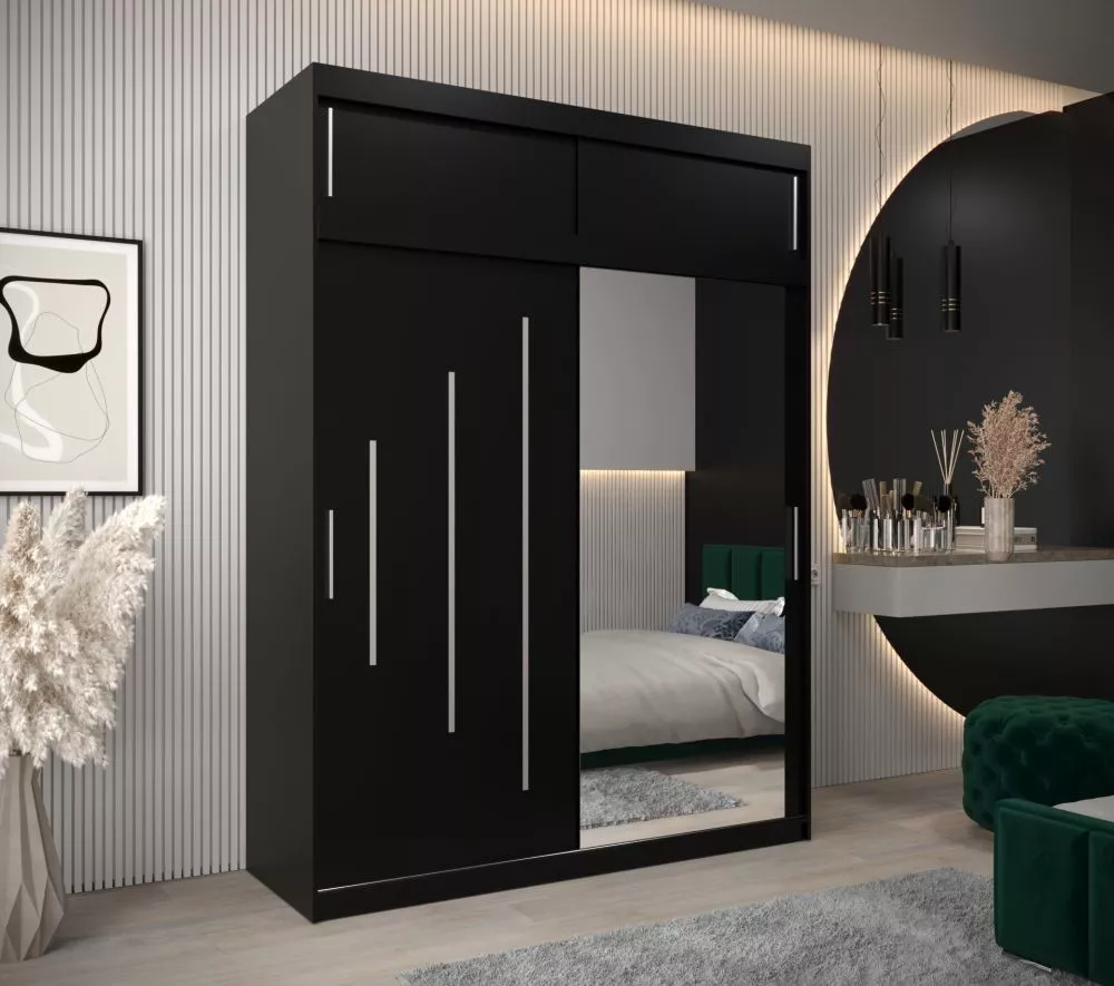 Skapis York 2 Premium · Melns · 180 × 62 × 240 cm