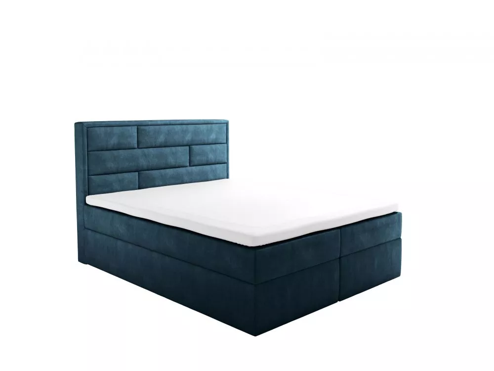 Gulta Fabriano Boxspring Standard Guļamvietas platums: 140 cm, Guļamvietas garums: 200 cm, · Zils · 140 × 210 × 110 cm