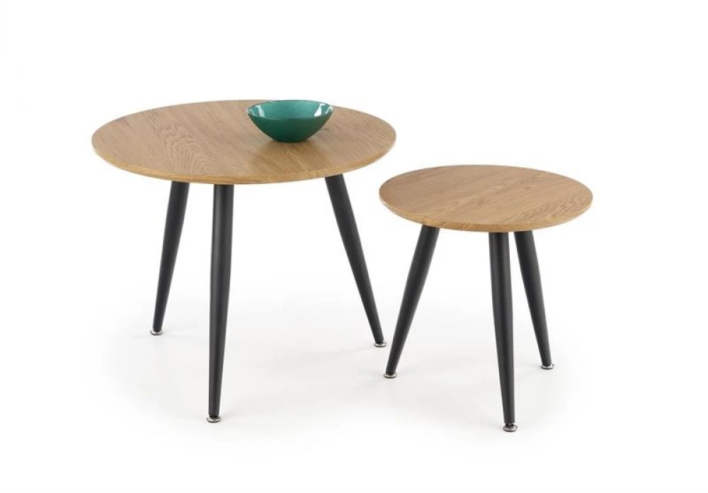 Žurnālgalds Mentona 2 · Zelta ozols + melns · 48 cm