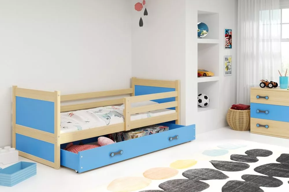 Bērnu gulta Rico Single Pine ar stelāžu Guļamvietas platums: 80 cm, Guļamvietas garums: 190 cm, · 87 × 195 × 73 cm