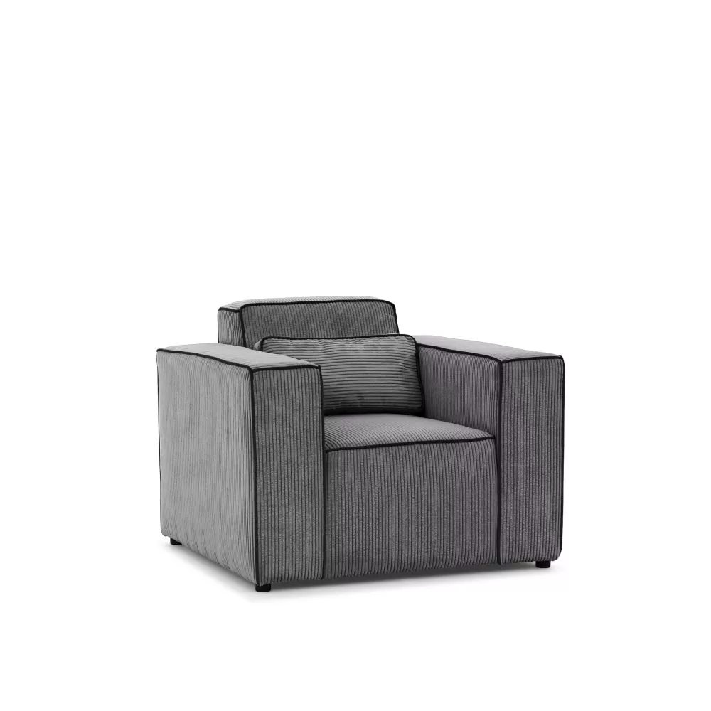 Mīksts krēsls Castel 1S Standard Sēdvietas dziļums: 47 cm, · Tumši pelēks · 101 × 92 × 80 cm