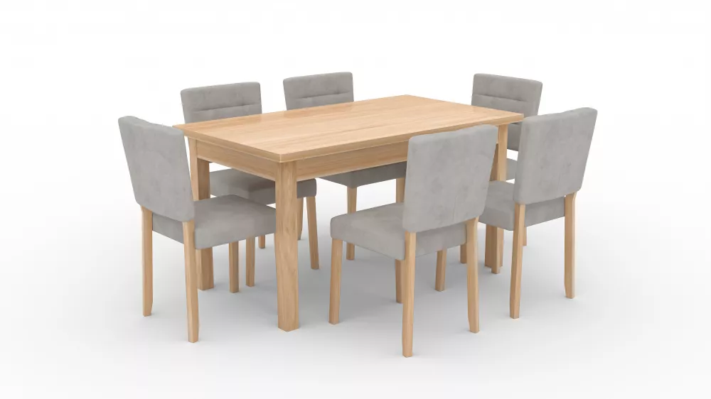 Komplekts Set 80 Personu skaits: 6, Korpusa krāsa: ozols craft zelts, Elementu krāsa: pelēks, · 140 cm