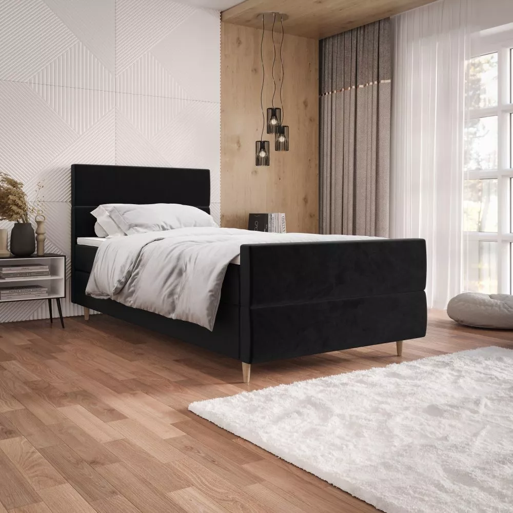 Gulta Flo Plus P Boxspring Standard Guļamvietas platums: 120 cm, Guļamvietas garums: 200 cm, · Melns · 120 × 220 × 114 c
