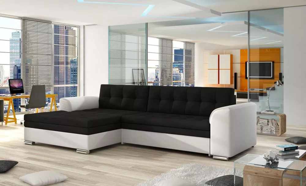 Dīvāns Conforti standard · Melns + balts · 165 × 270 × 80 cm