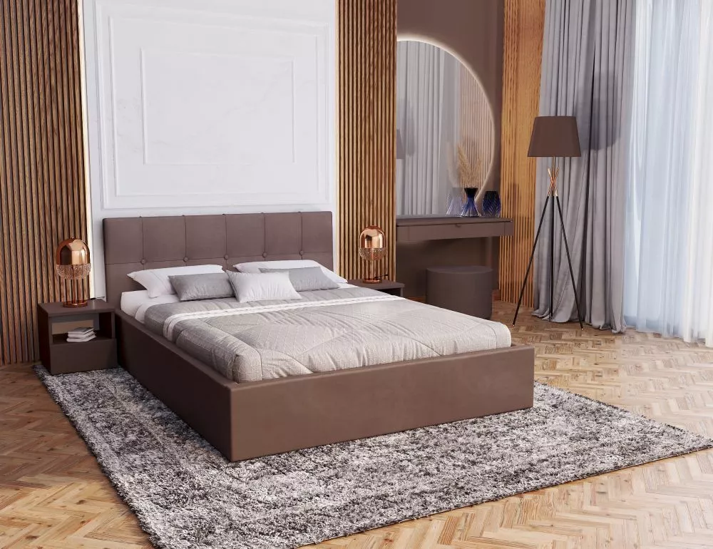 Gulta Rino Basic Standard ar stelāžu Guļamvietas platums: 160 cm, Guļamvietas garums: 200 cm, stelāžas tips: koka, · Brū