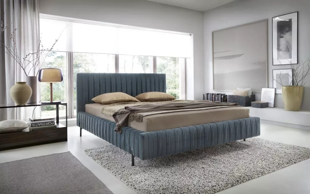 Gulta Plissa Standard ar stelāžu Guļamvietas platums: 140 cm, Guļamvietas garums: 200 cm, · Gaiši zils · 160 × 222 × 102