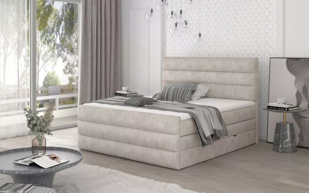 Gulta Cande Boxspring Lux standard Guļamvietas platums: 180 cm, Guļamvietas garums: 200 cm, · Krēma · 180 × 220 × 133 cm