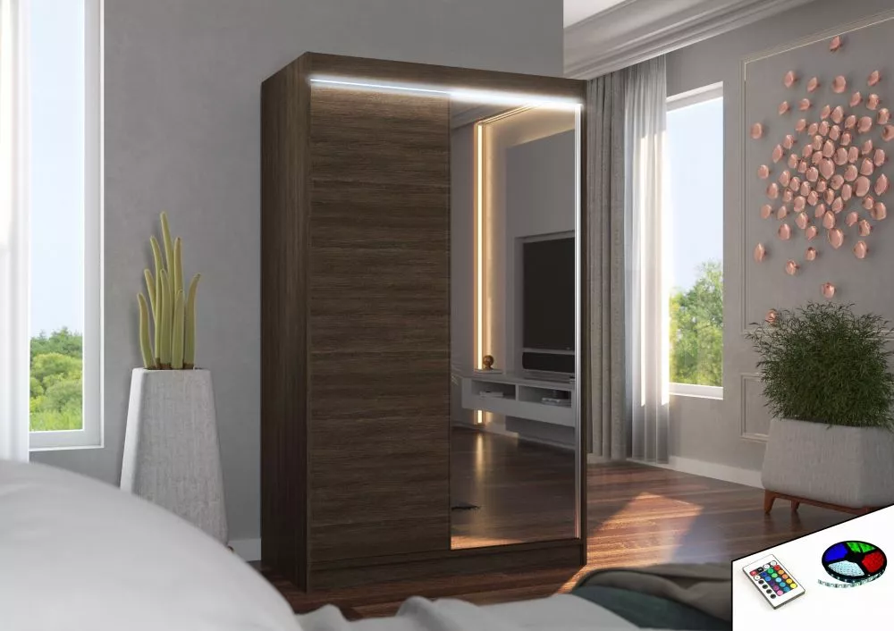 Skapis Rewena ar LED · Šokolādes · 120 × 58 × 200 cm