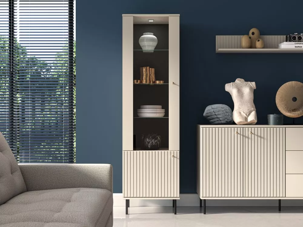 Sekcija Sophie 02 ar LED · Bēšs · 55 × 40 × 190 cm