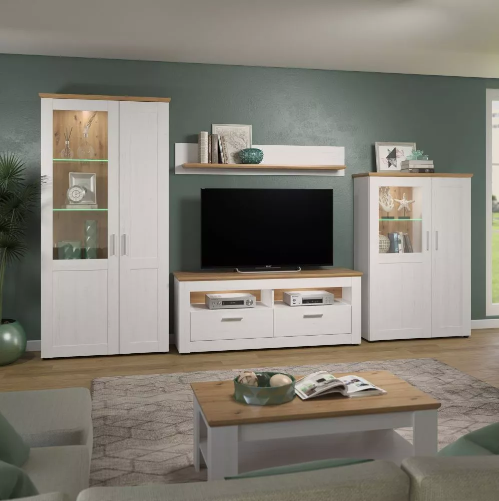 Sekcija Shade Set ar LED Korpusa krāsa: balināta priede, · 368 × 56 × 194 cm