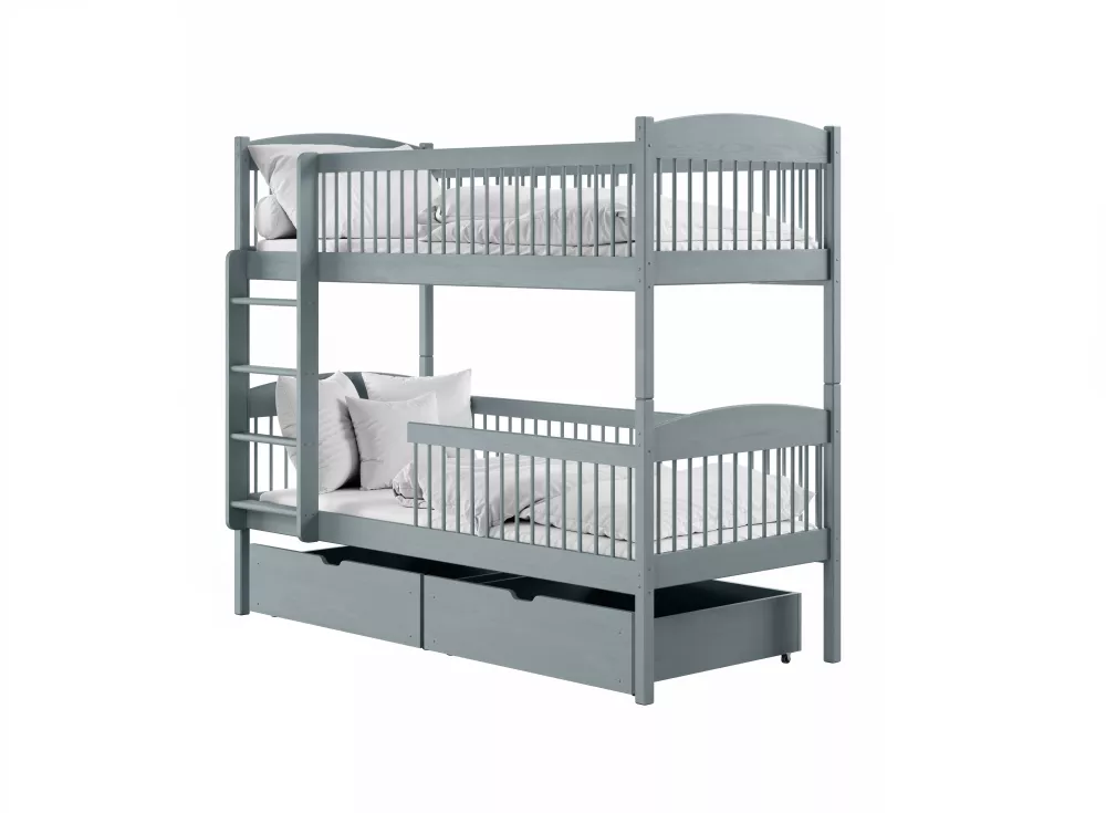 Bērnu gulta Luna 80x180 ar stelāžām Guļamvietas platums: 80 cm, Guļamvietas garums: 180 cm, · Pelēks · 87 × 188 × 162 cm
