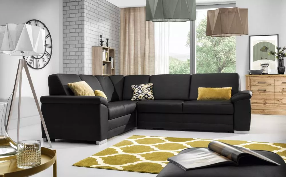 Dīvāns Barello XL standard · Melns · 212 × 262 × 90 cm